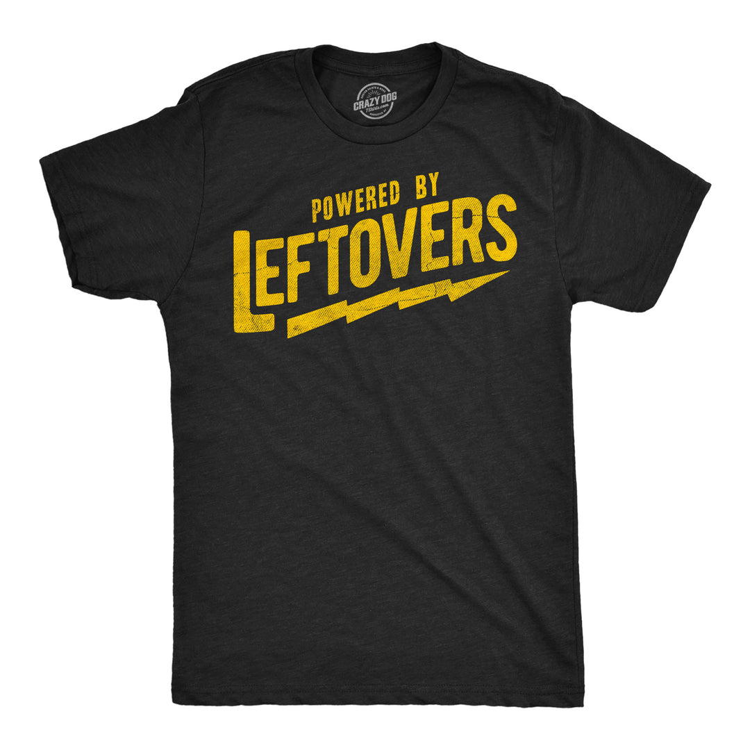 Funny Heather Black - Powered By Leftovers Powered By Leftovers Mens T Shirt Nerdy Thanksgiving food Tee