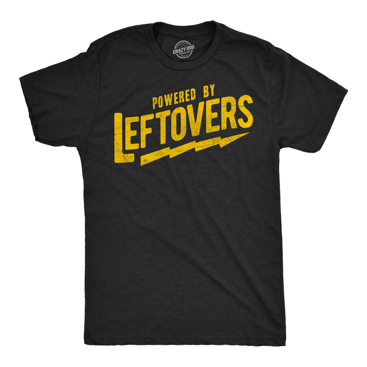 Funny Heather Black - Powered By Leftovers Powered By Leftovers Mens T Shirt Nerdy Thanksgiving food Tee