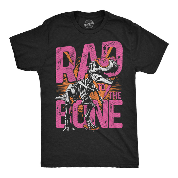 Funny Heather Black - Rad To The Bone Rad To The Bone Mens T Shirt Nerdy dinosaur Tee