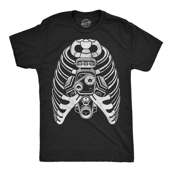 Funny Heather Black - Ribcage Engine Ribcage Engine Mens T Shirt Nerdy mechanic Tee