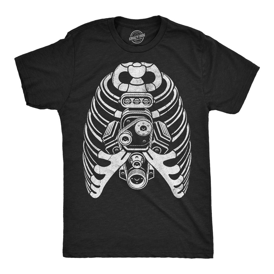 Funny Heather Black - Ribcage Engine Ribcage Engine Mens T Shirt Nerdy mechanic Tee