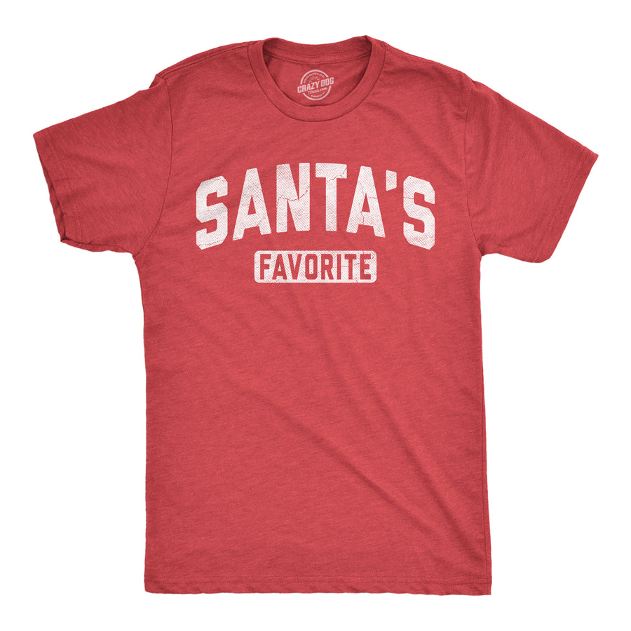Funny Heather Red - Santas Favorite Santas Favorite Mens T Shirt Nerdy Christmas Tee