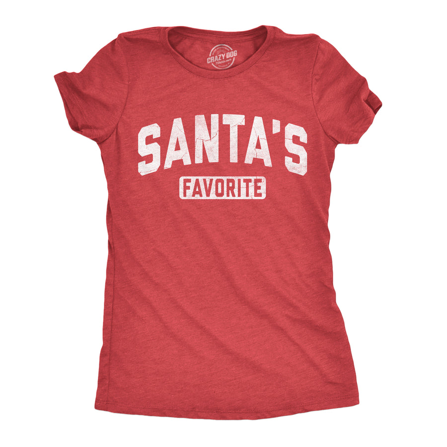 Funny Heather Red - Santas Favorite Santas Favorite Womens T Shirt Nerdy Christmas Tee