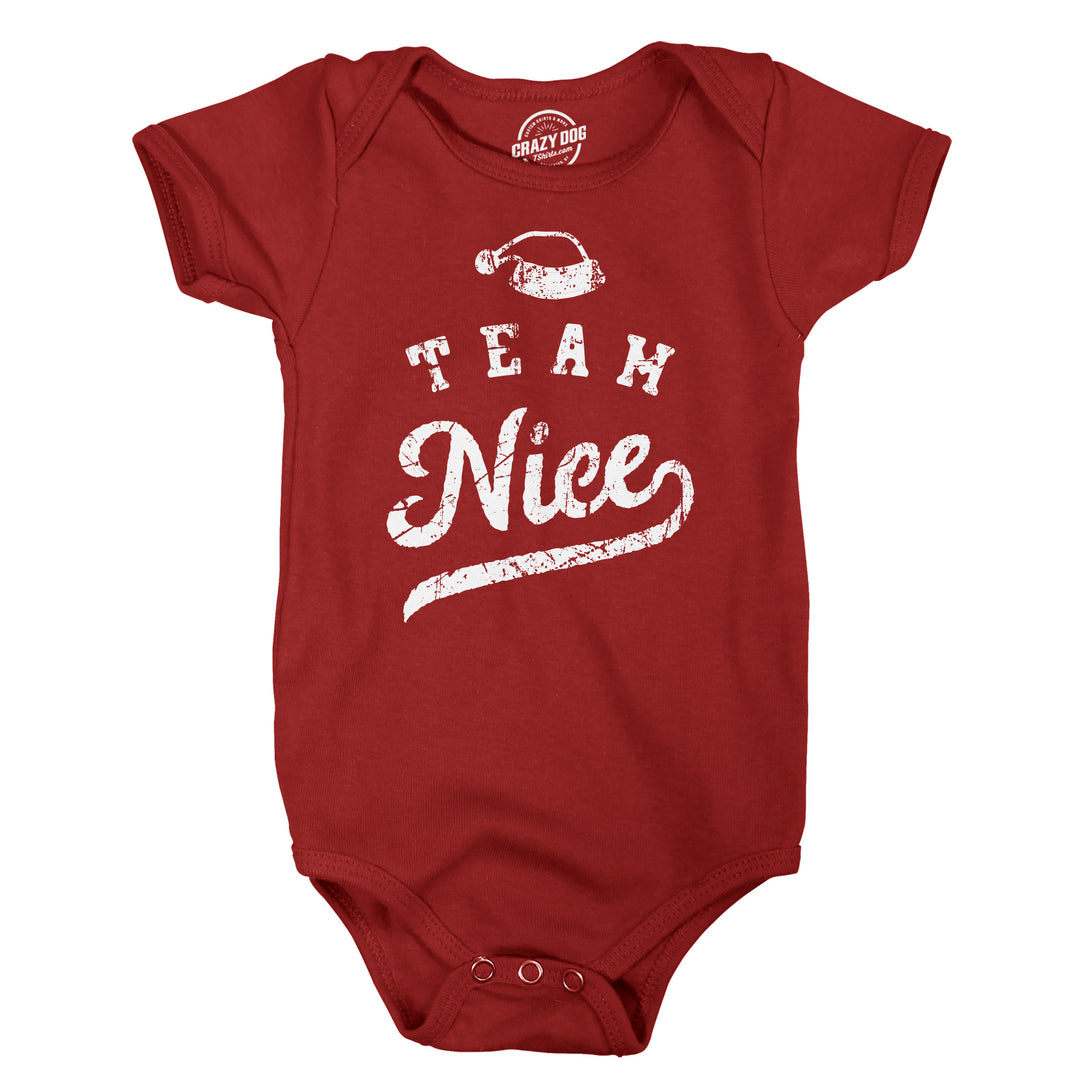 Funny Heather Red - Team Nice Team Nice Onesie Nerdy Christmas Tee