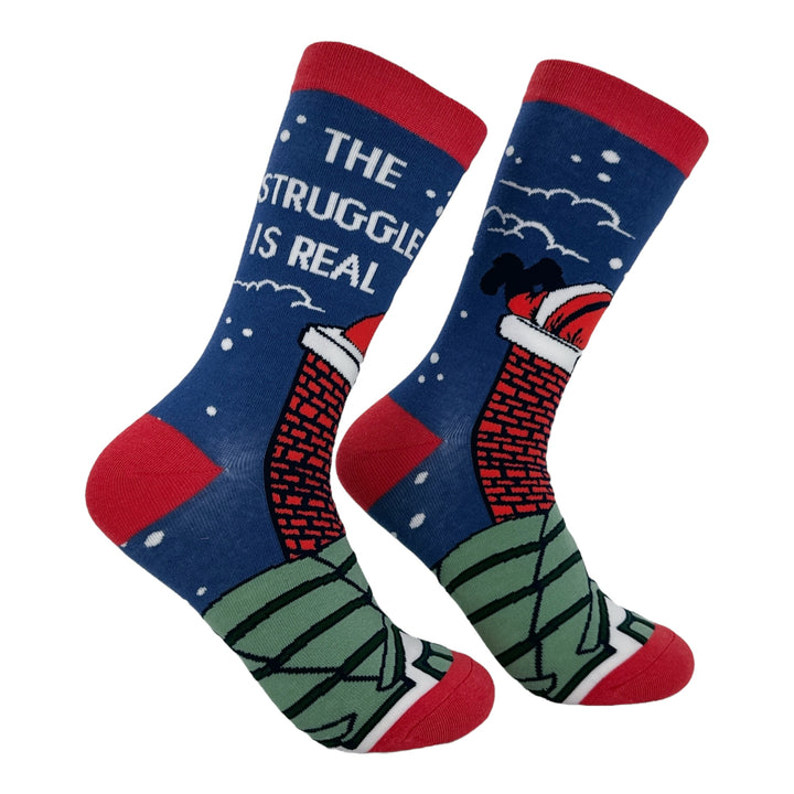 Funny Struggle Real Santa The Struggle Is Real Santa Sock Nerdy Christmas Tee