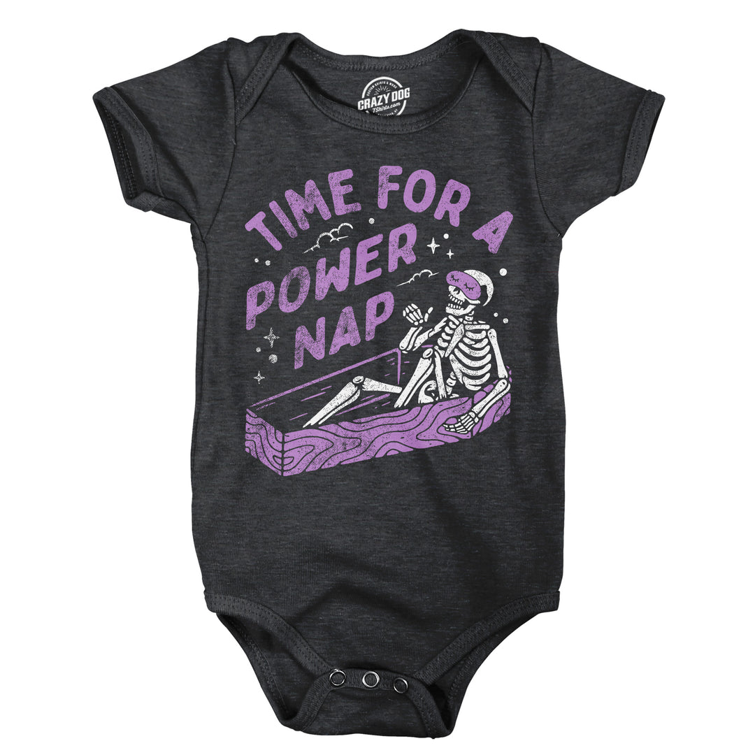 Funny Heather Black - POWERNAP Time for A Power Nap Onesie Nerdy Halloween Tee