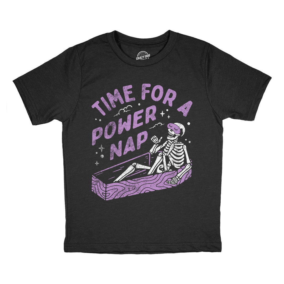Funny Heather Black - POWERNAP Time for A Power Nap Toddler T Shirt Nerdy Halloween Tee