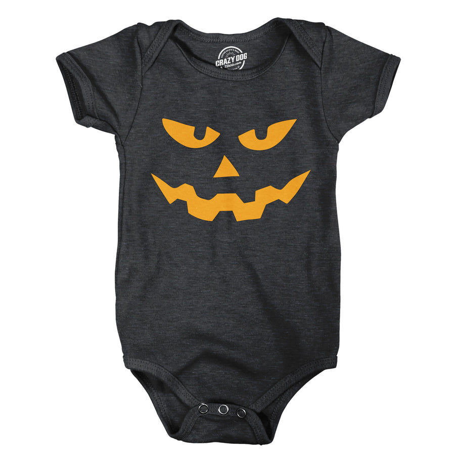 Funny Heather Black - Triangle Nose Triangle Nose Pumpkin Face Onesie Nerdy Halloween Tee