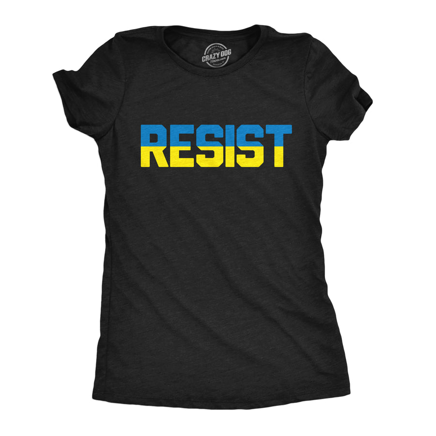 Funny Heather Black - Ukraine Resist Ukraine Resist Womens T Shirt Nerdy political motivational Tee