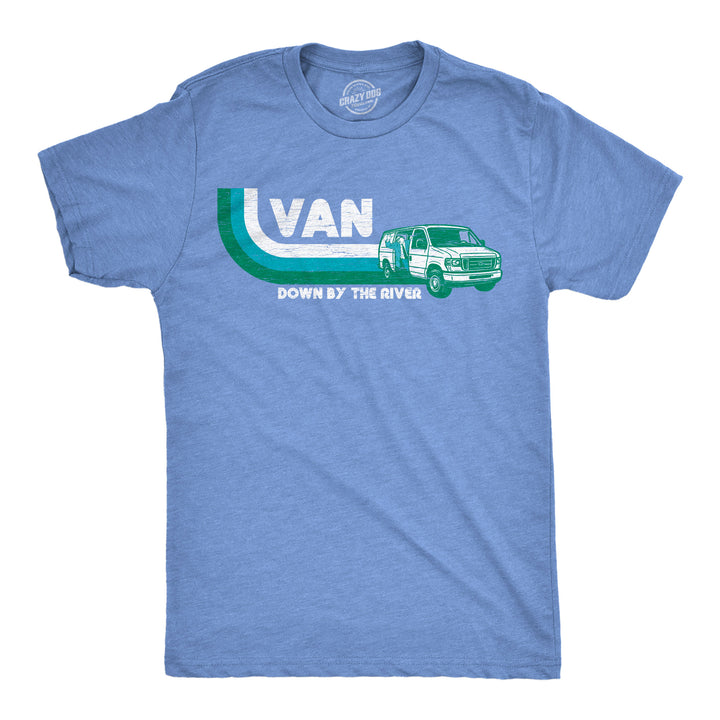 Funny Light Heather Blue - Van Down By River Van Down By The River Mens T Shirt Nerdy TV & Movies Tee
