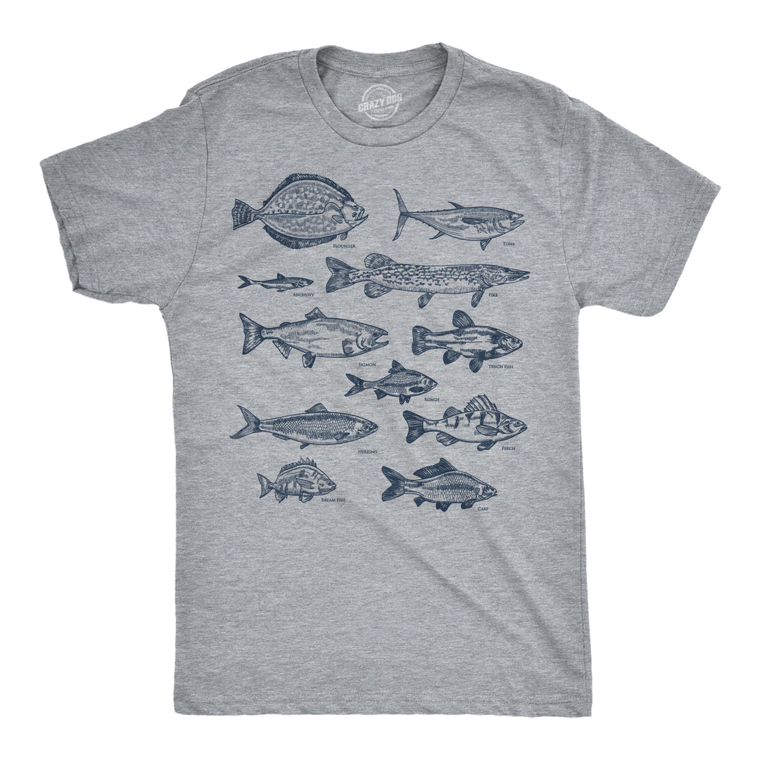 Funny Light Heather Grey - Vintage Fish Vintage Fish With Names Mens T Shirt Nerdy fishing Tee