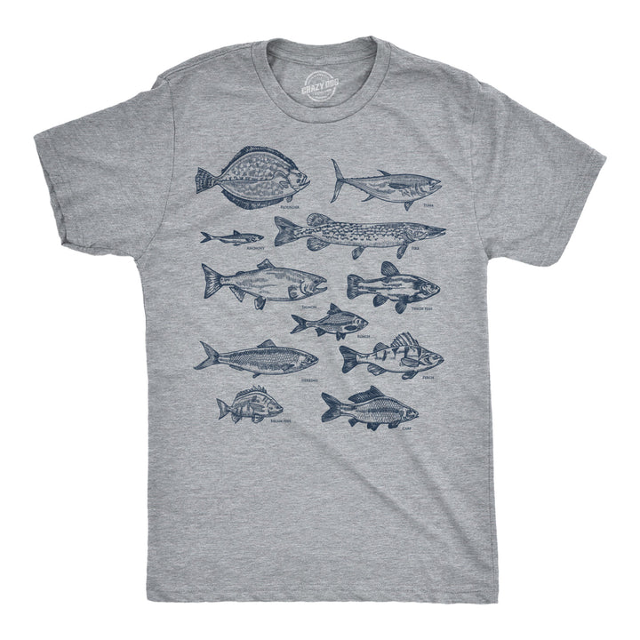 Funny Light Heather Grey - Vintage Fish Vintage Fish With Names Mens T Shirt Nerdy fishing Tee