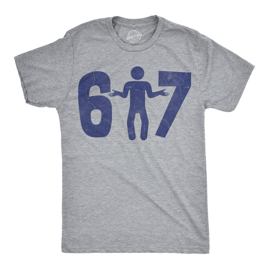 Funny Light Heather Grey - Six Seven Stick 6 7 Stick Figure Mens T Shirt Nerdy internet Tee
