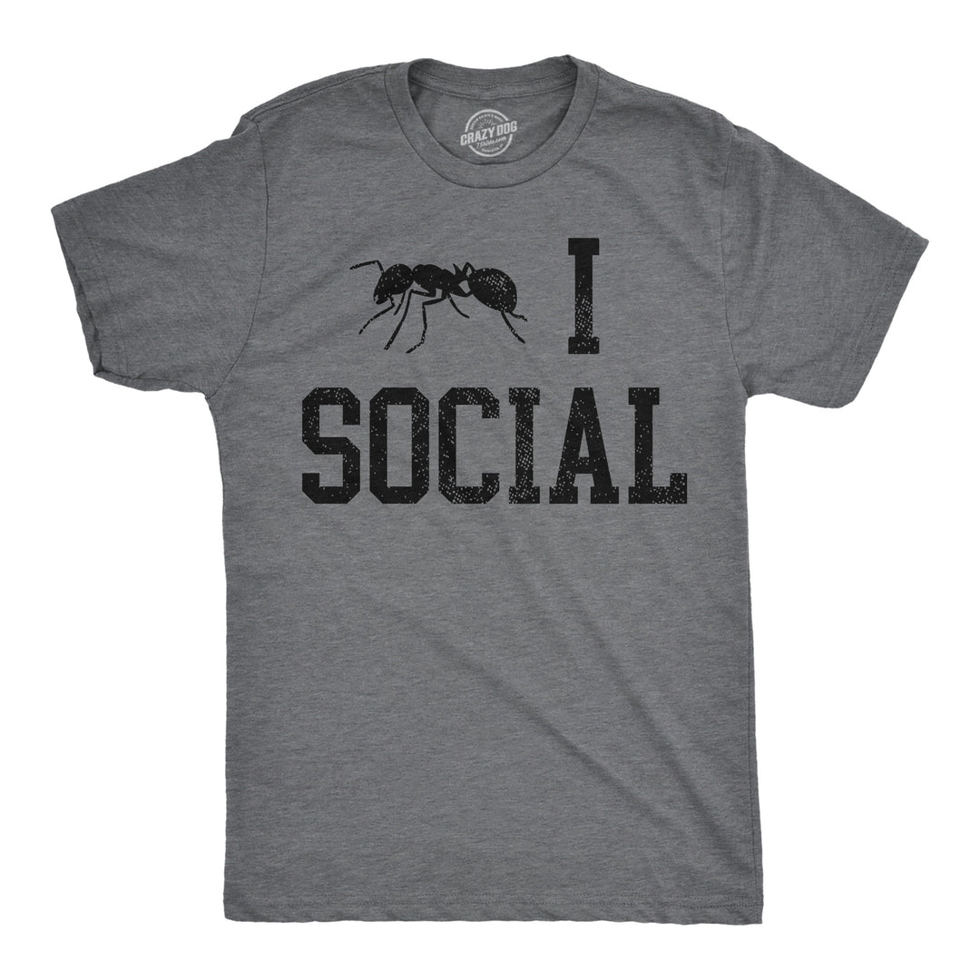 Funny Dark Heather Grey - Ant I Social Ant I Social Mens T Shirt Nerdy introvert sarcastic Tee