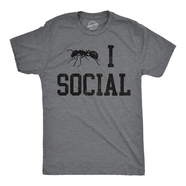 Funny Dark Heather Grey - Ant I Social Ant I Social Mens T Shirt Nerdy introvert sarcastic Tee