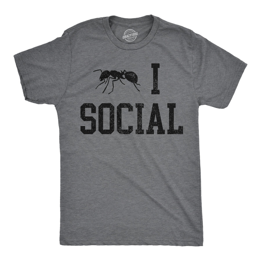 Funny Dark Heather Grey - Ant I Social Ant I Social Mens T Shirt Nerdy introvert sarcastic Tee