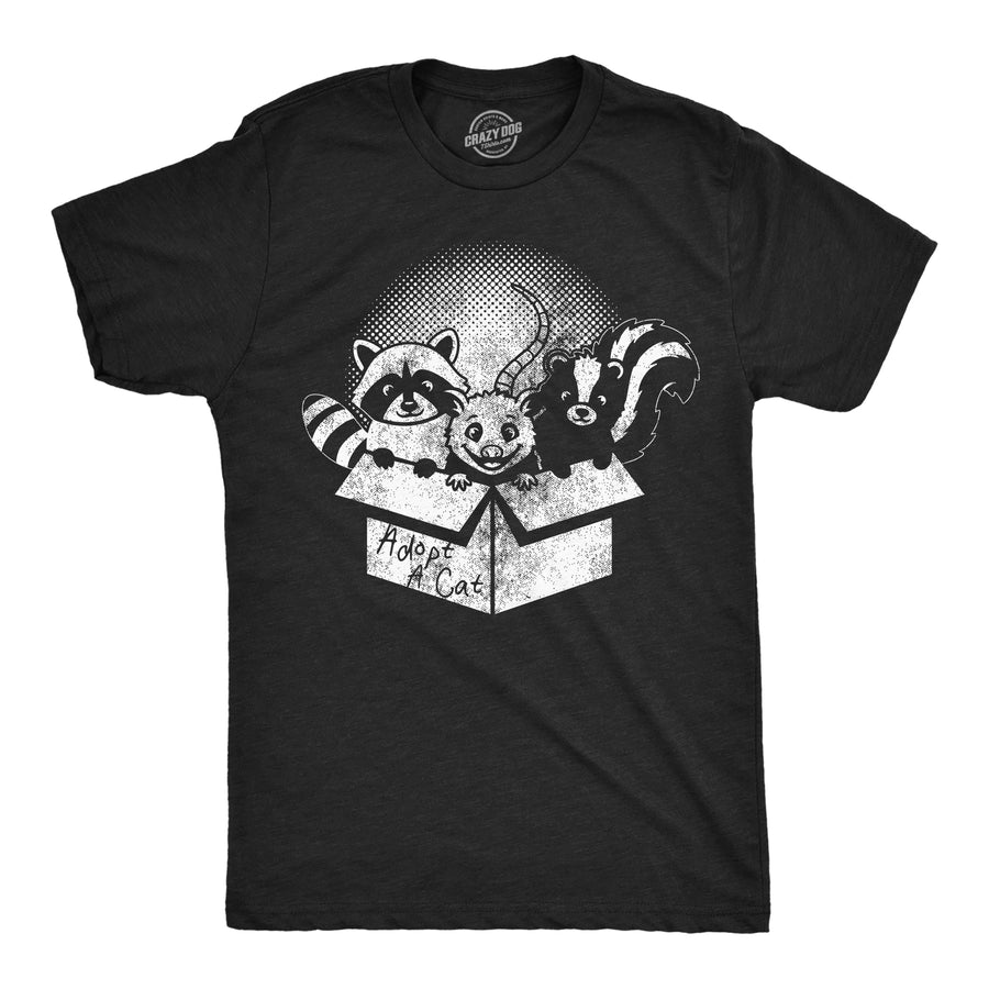 Funny Heather Black - Adopt A Cat Adopt A Cat Mens T Shirt Nerdy animal cat Tee