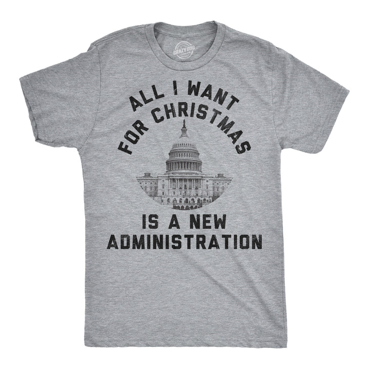 Funny Heather Black - Checked List Twice All I Want For Christmas Is A New Administration Mens T Shirt Nerdy Christmas Political Tee