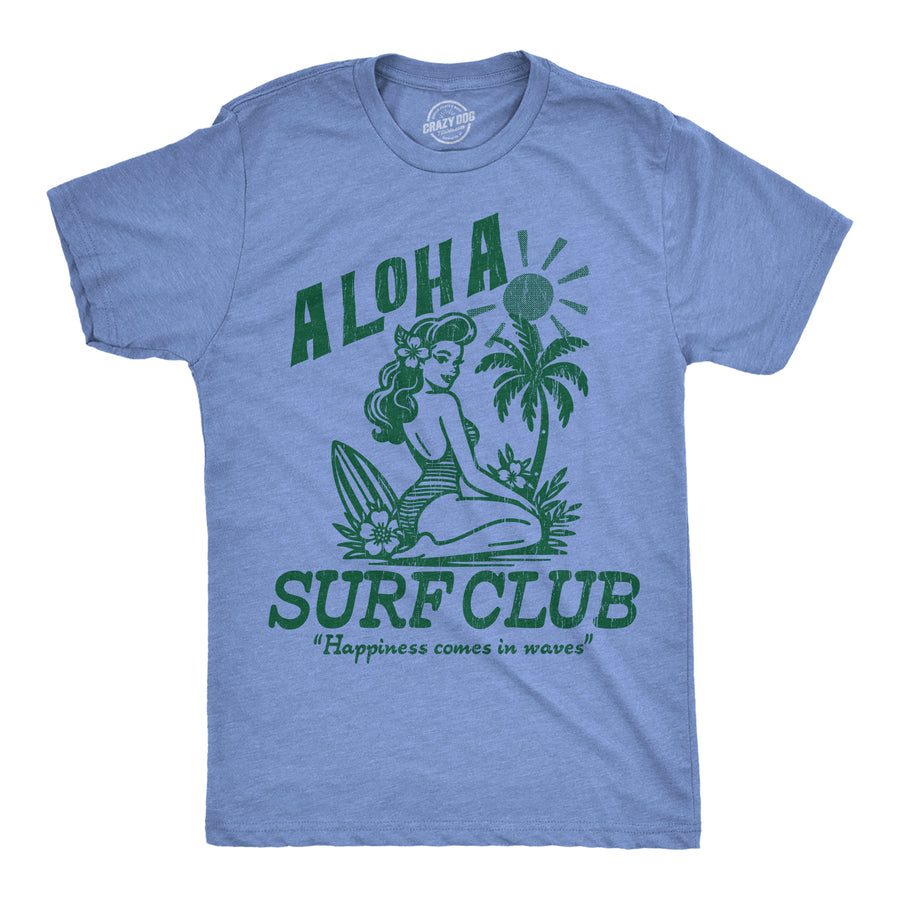 Funny Light Heather Blue - Aloha Surf Club Aloha Surf Club Mens T Shirt Nerdy vacation Tee