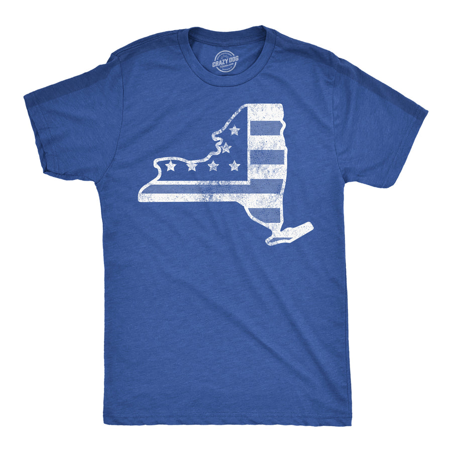 Funny Heather Royal - NYS American Flag New York State Mens T Shirt Nerdy Fourth Of July Tee
