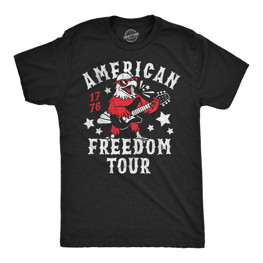 Funny Heather Black - American Freedom American Freedom Tour Mens T Shirt Nerdy Fourth Of July sarcastic Tee