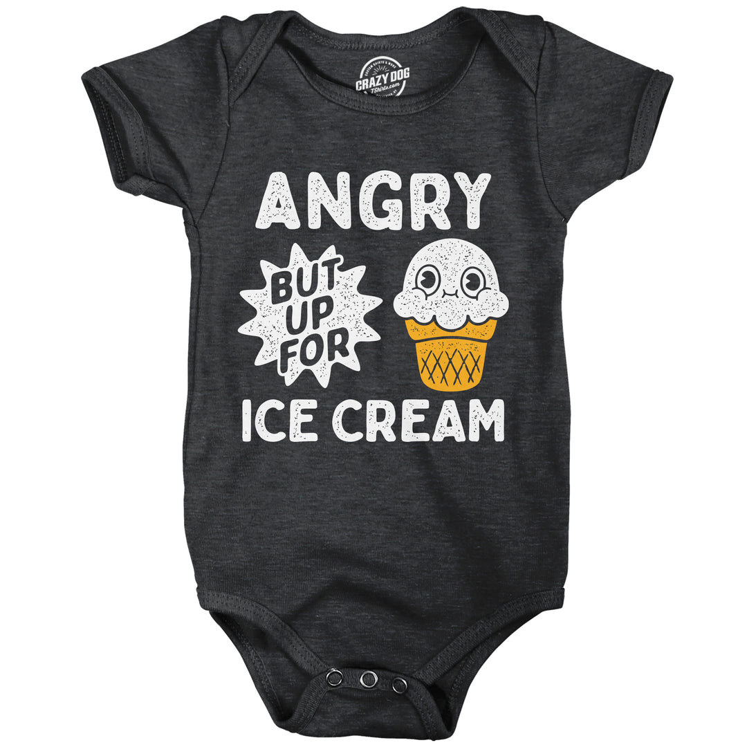 Funny Black - Angry Ice Cream Angry But Up For Ice Cream Onesie Nerdy food sarcastic Tee