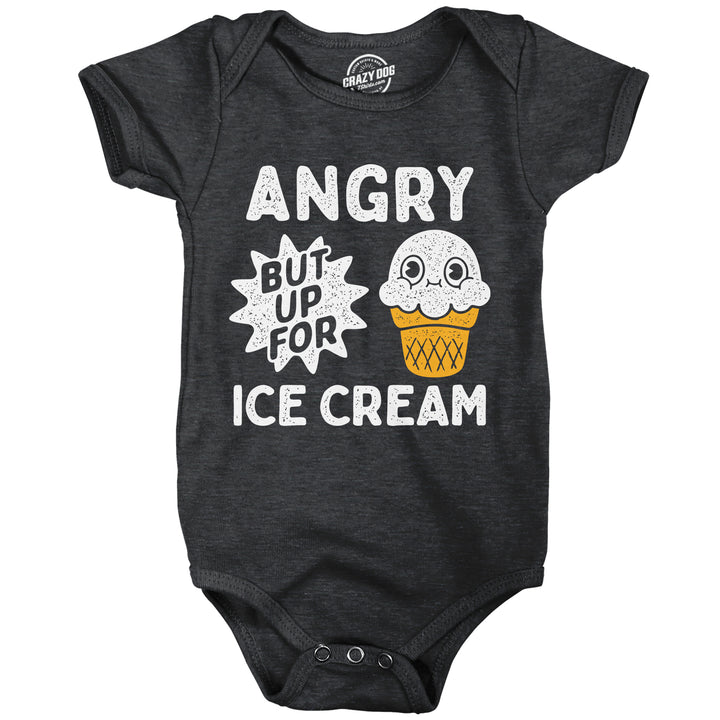 Funny Black - Angry Ice Cream Angry But Up For Ice Cream Onesie Nerdy food sarcastic Tee