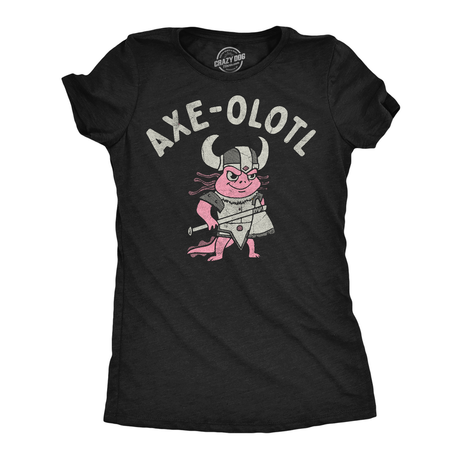 Funny Heather Black - Axe Olotl Axe Olotl Womens T Shirt Nerdy animal sarcastic Tee
