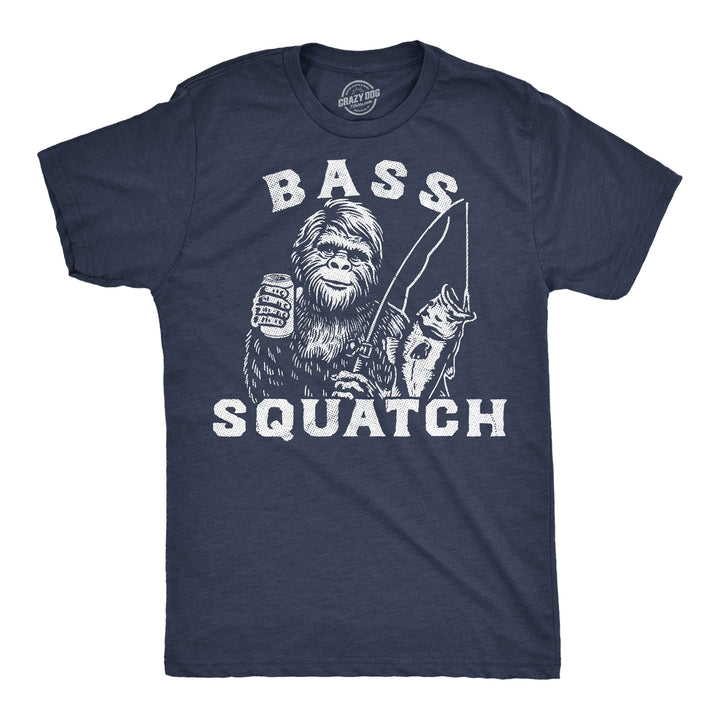 Funny Heather Navy - Bass Squatch Bass Squatch Mens T Shirt Nerdy fishing sarcastic Tee