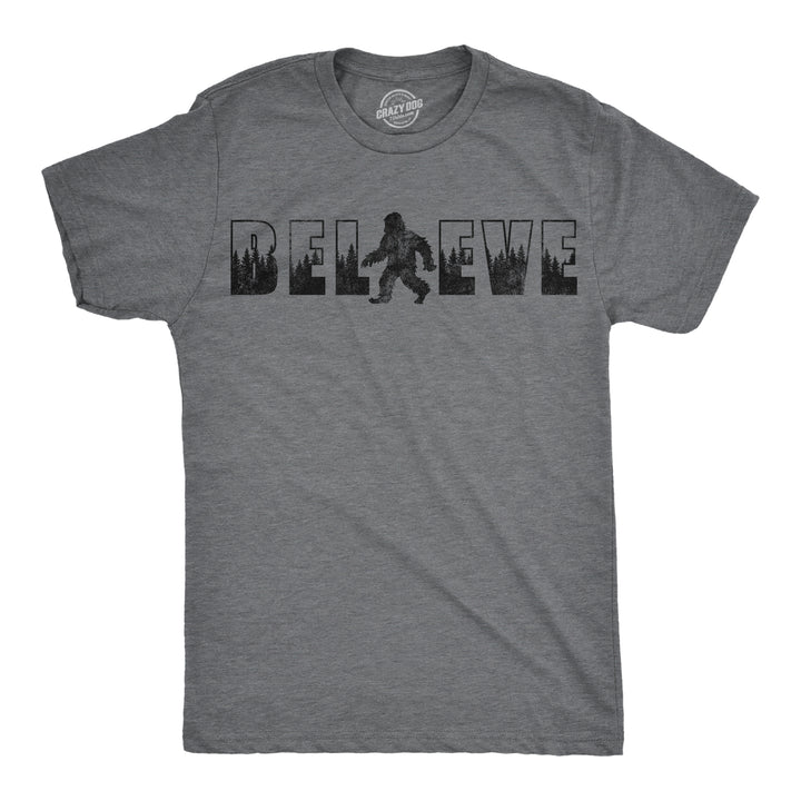 Funny Dark Heather Grey - Believe Bigfoot Believe Bigfoot Mens T Shirt Nerdy sarcastic Tee