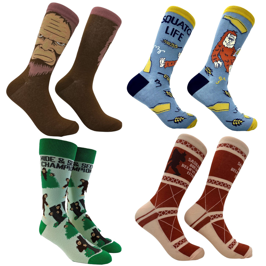 Funny Sasquatch 4 Pack Sock Nerdy Animal Tee
