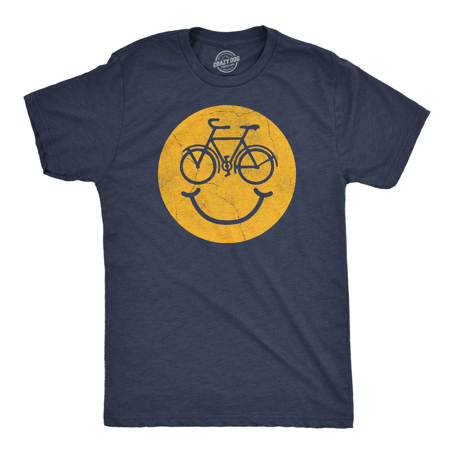 Funny Heather Navy - Bike Smile Bike Smile Mens T Shirt Nerdy sarcastic Tee