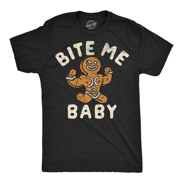 Funny Heather Black - Bite Me Baby Bite Me Baby Mens T Shirt Nerdy Christmas Tee