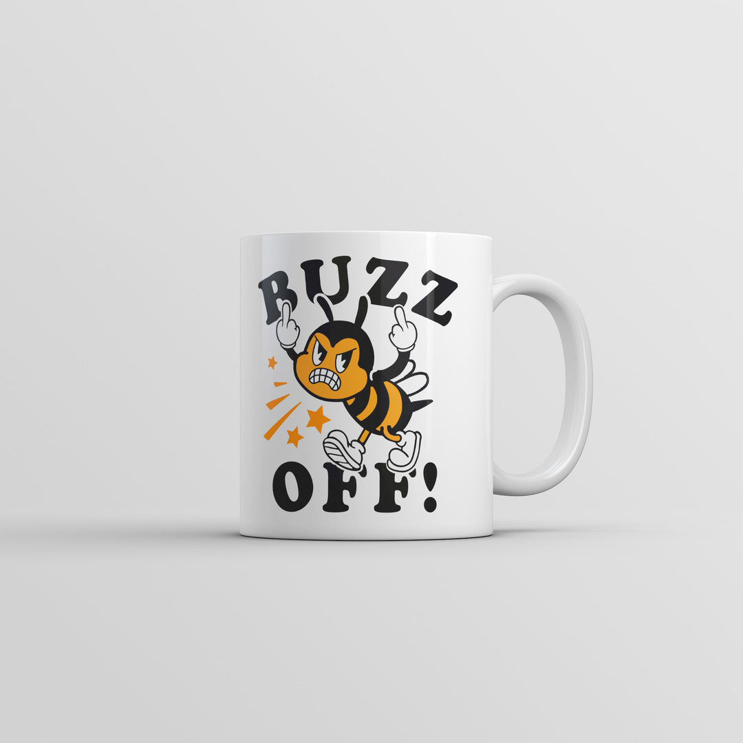 Funny White Buzz Off Coffee Mug Nerdy sarcastic Tee