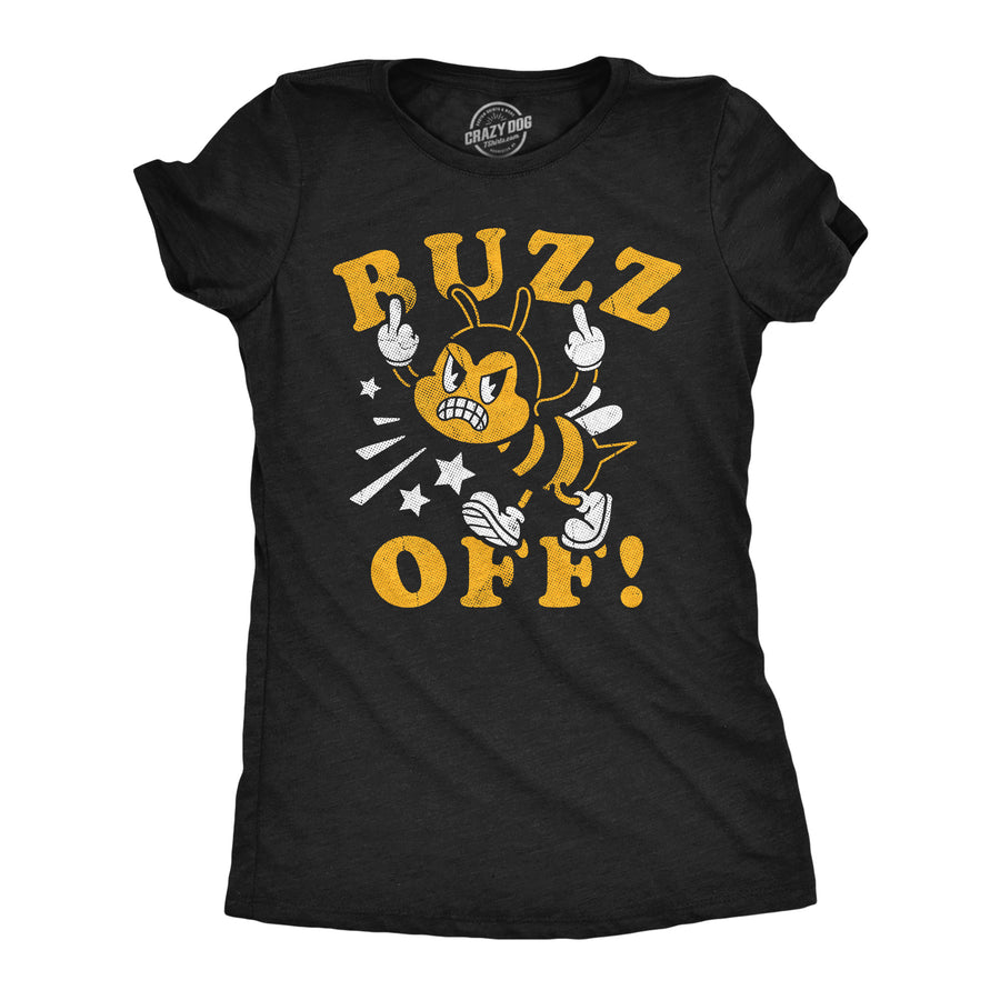 Funny Heather Black - Buzz Off Buzz Off Womens T Shirt Nerdy sarcastic Tee