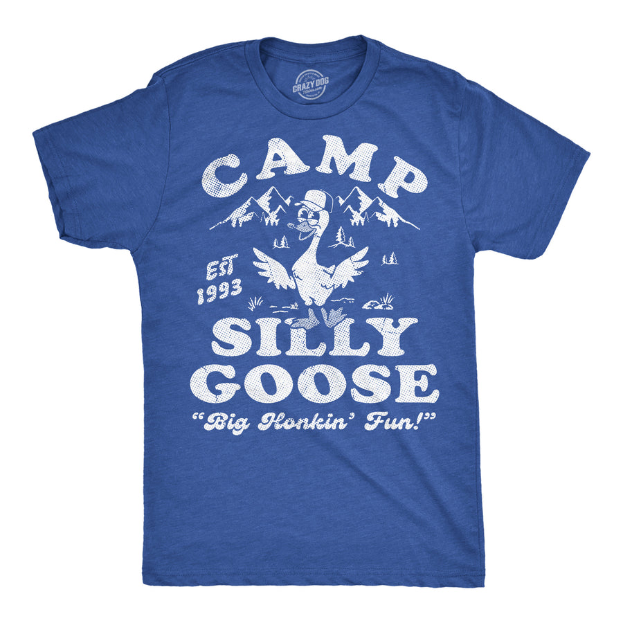 Funny Heather Royal - Camp Silly Goose Camp Silly Goose Mens T Shirt Nerdy camping animal sarcastic Tee