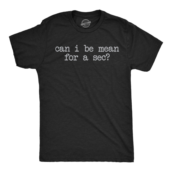 Funny Heather Black - Mean For A Sec Can I Be Mean For A Sec Mens T Shirt Nerdy sex sarcastic Tee
