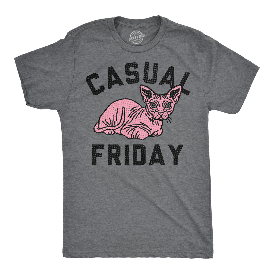 Funny Dark Heather Grey - Casual Friday Casual Friday Mens T Shirt Nerdy cat sarcastic Tee