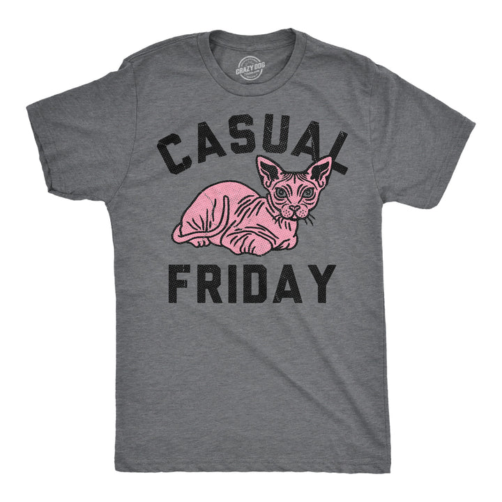 Funny Dark Heather Grey - Casual Friday Casual Friday Mens T Shirt Nerdy cat sarcastic Tee