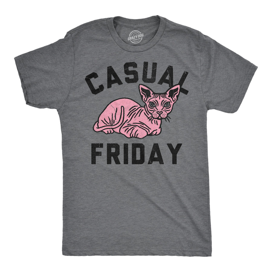 Funny Dark Heather Grey - Casual Friday Casual Friday Mens T Shirt Nerdy cat sarcastic Tee