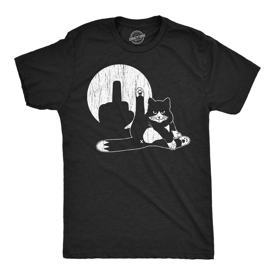 Funny Heather Black - Cat Shadow Cat Middle Finger Puppet Show Mens T Shirt Nerdy cat sarcastic Tee