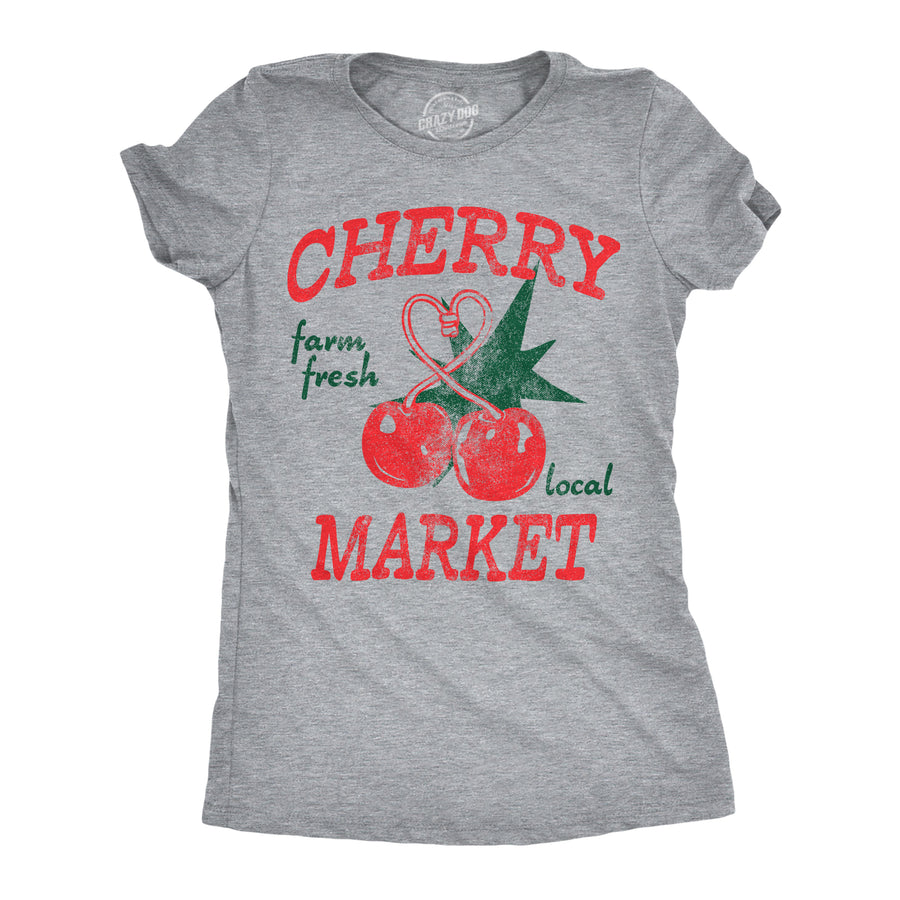 Funny Light Heather Grey - Cherry Market Cherry Market Womens T Shirt Nerdy food Tee