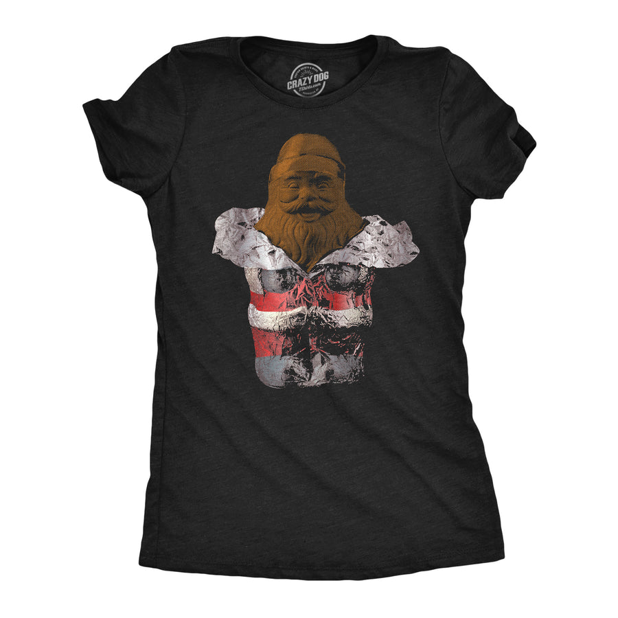 Funny Heather Black - Chocolate Santa Chocolate Santa Foil Womens T Shirt Nerdy Christmas food Tee