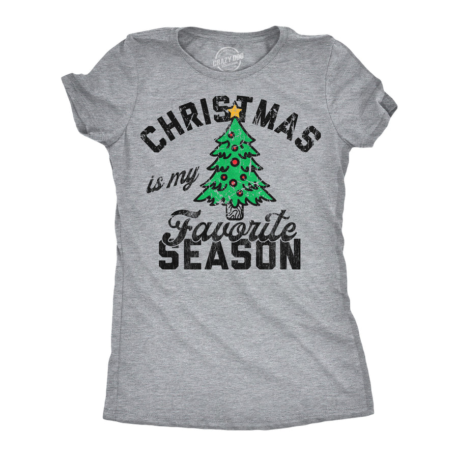 Funny Light Heather Grey - Christmas Is My Fav Christmas Is My Favorite Season Womens T Shirt Nerdy Christmas Tee