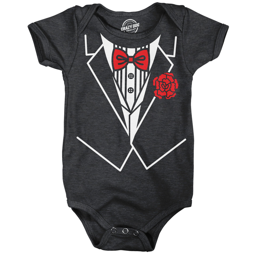 Funny Heather Black - Classic Tux Classic Tuxedo Onesie Nerdy sarcastic Tee