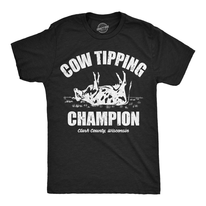 Funny Heather Black - Cow Tipping Cow Tipping Champion Mens T Shirt Nerdy animal sarcastic Tee