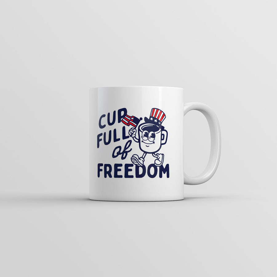 Funny White Cup Full Of Freedom Coffee Mug Nerdy Fourth Of July Tee