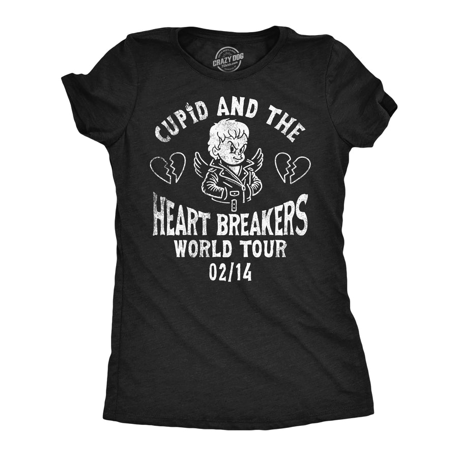 Funny Heather Black - Cupid Heart Breakers Cupid And The Heart Breakers Womens T Shirt Nerdy Valentine's Day sarcastic Tee