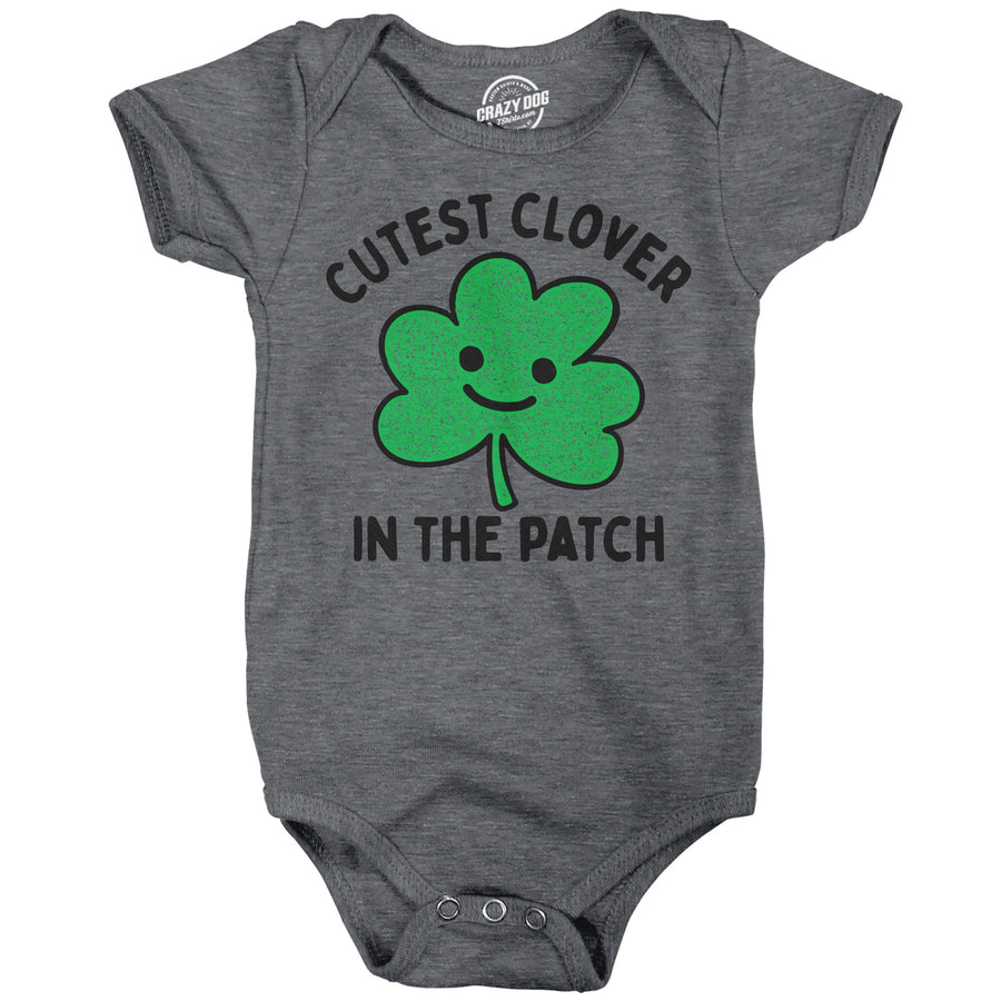 Funny Dark Heather Grey - Cutest Clover Cutest Clover In The Patch Onesie Nerdy Saint Patrick's Day sarcastic Tee
