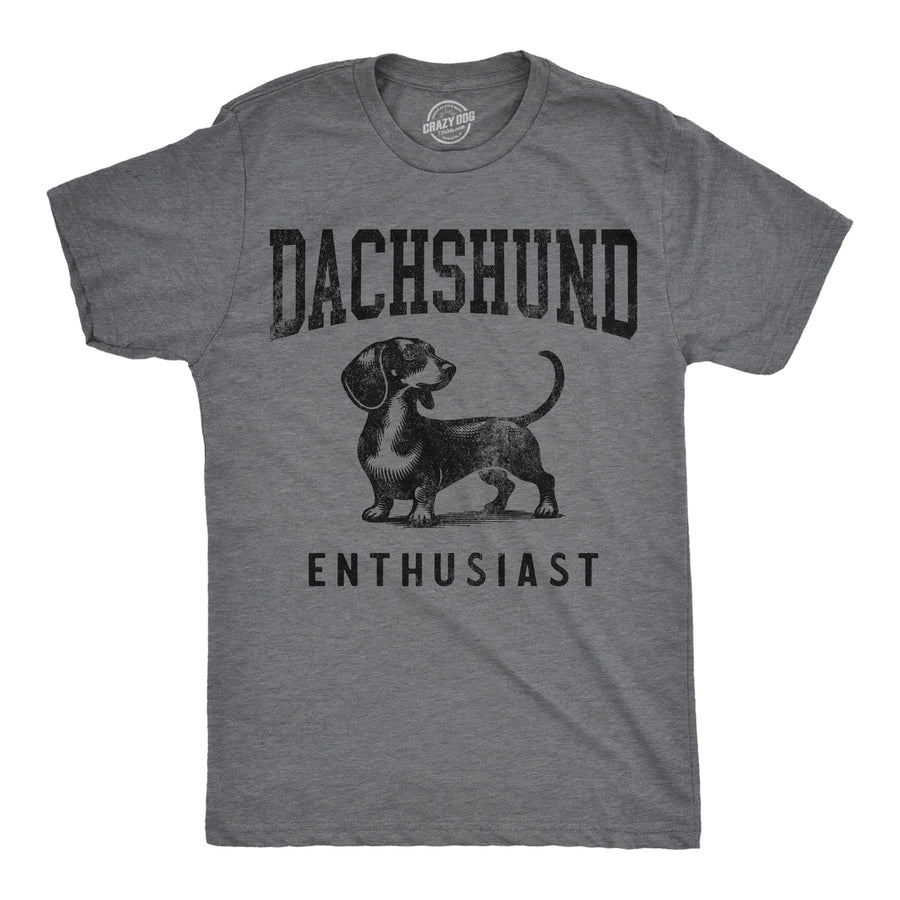 Funny Dark Heather Grey - Dachshund Daschund Enthusiast Mens T Shirt Nerdy dog Tee